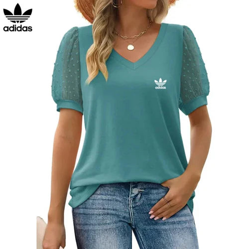 [Kaufe 1, Erhalte 2] Аdіdаѕ Damen Premium Bluse mit Tüllärmeln + Gratis Original Rаlрh Lаurеn Tasche