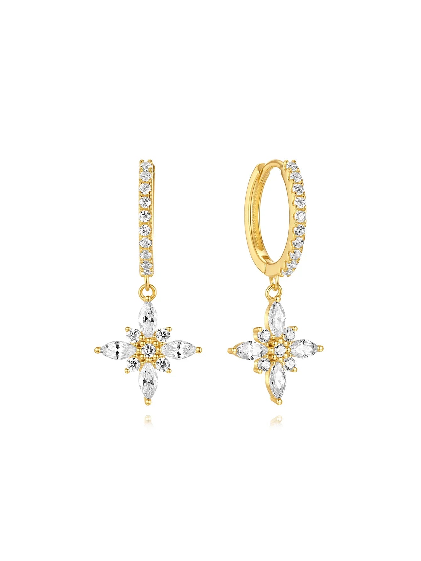 Sterlingsilber Wasserdichte Schmetterlings-Blumen Zirkon All-Match Ohrring-Set