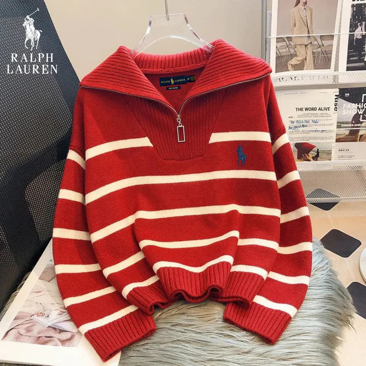 [Kaufe 1, Erhalte 2] Gestreifter Half-Zip Pullover – RÄUMUNGSVERKAUF