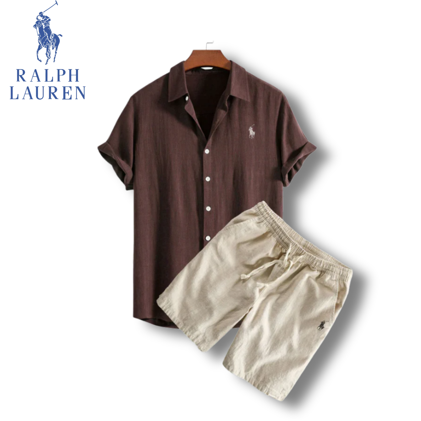 [Kaufe 1, Erhalte 2]Rаlрh Lаurеn Linen Summer Set – Herren Hemd & Shorts
