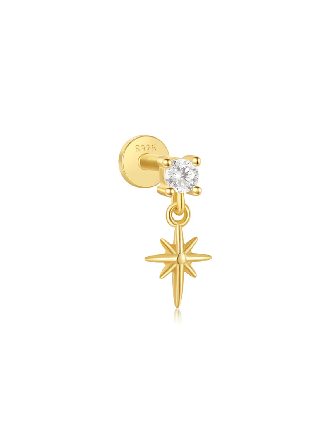 925 Sterling Silber Wasserfall-Blumen Piercing Stifte