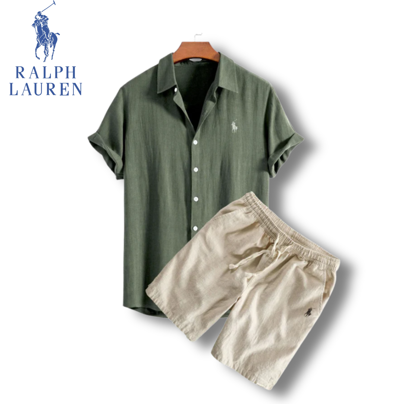 [Kaufe 1, Erhalte 2]Rаlрh Lаurеn Linen Summer Set – Herren Hemd & Shorts