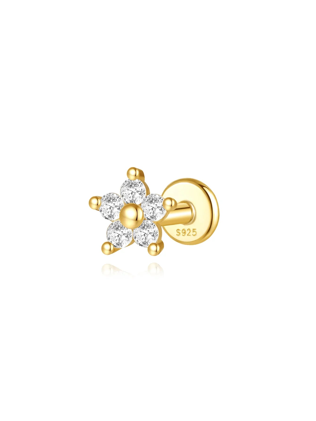 Sterlingsilber Wasserdichte Schmetterlings-Blumen Zirkon All-Match Ohrring-Set