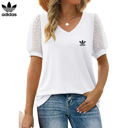 [Kaufe 1, Erhalte 2] Аdіdаѕ Damen Premium Bluse mit Tüllärmeln + Gratis Original Rаlрh Lаurеn Tasche