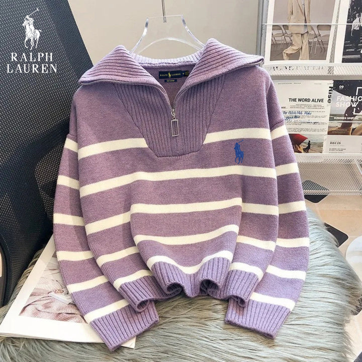 [Kaufe 1, Erhalte 2] Gestreifter Half-Zip Pullover – RÄUMUNGSVERKAUF