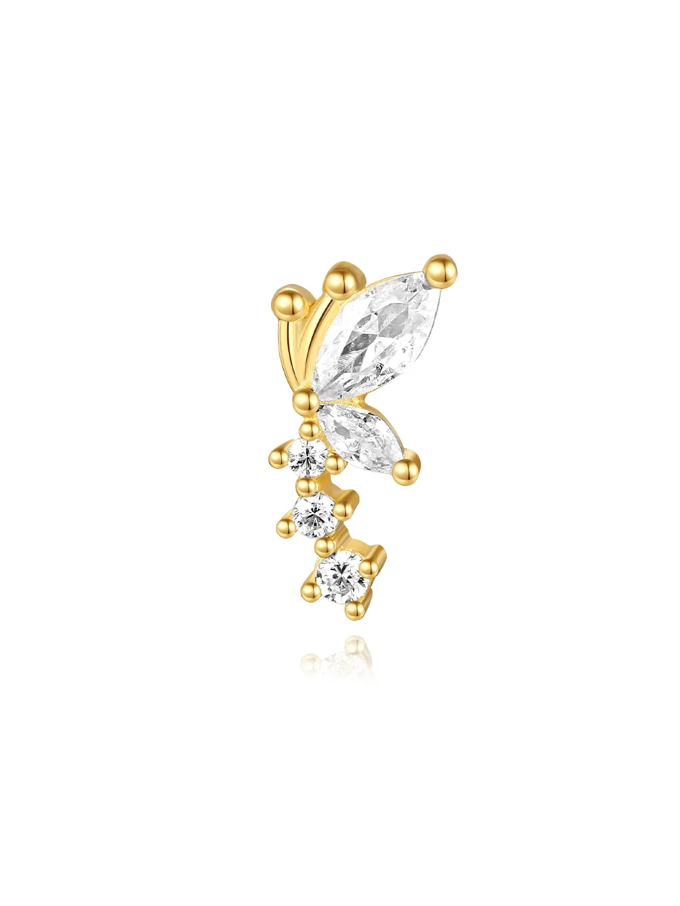 Sterlingsilber Wasserdichte Schmetterlings-Blumen Zirkon All-Match Ohrring-Set
