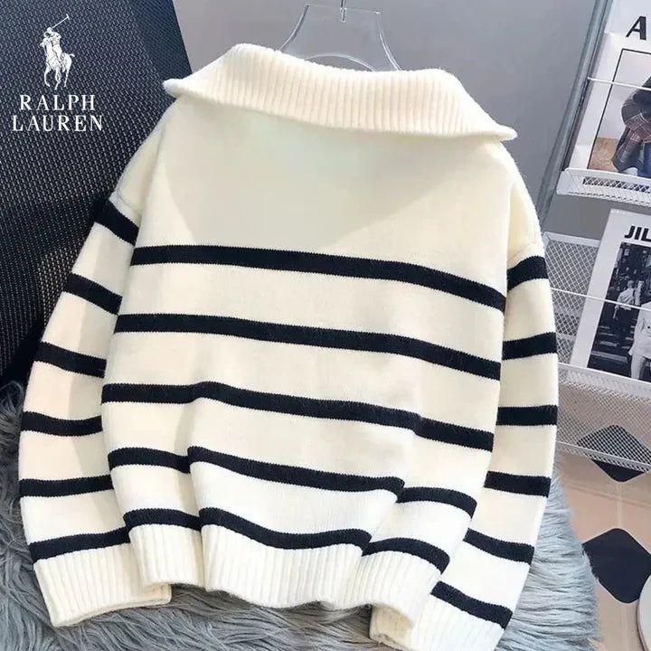 [Kaufe 1, Erhalte 2] Gestreifter Half-Zip Pullover – RÄUMUNGSVERKAUF