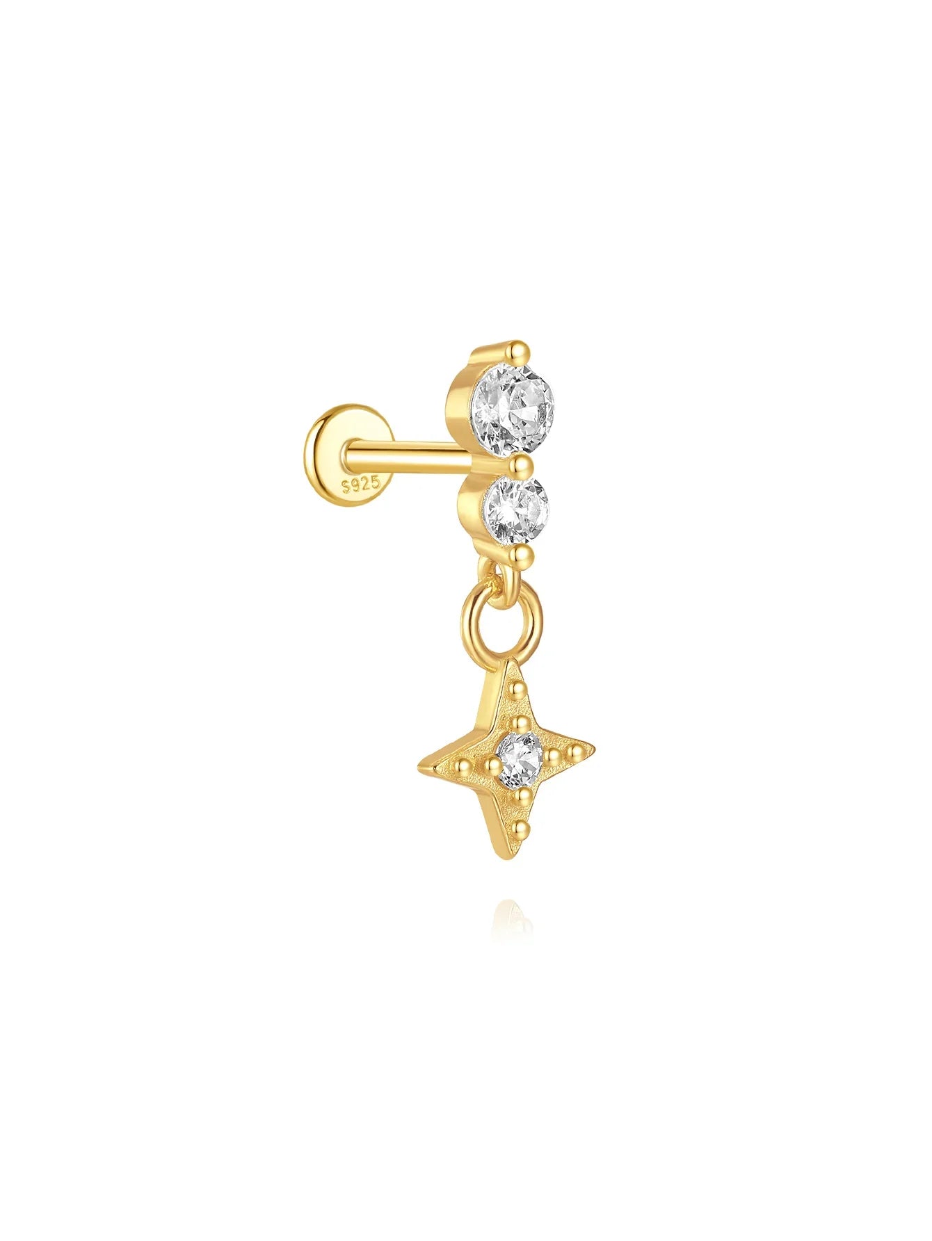925er Sterling Silber Geometrisches Zirkonia Elegantes Ohrring-Set