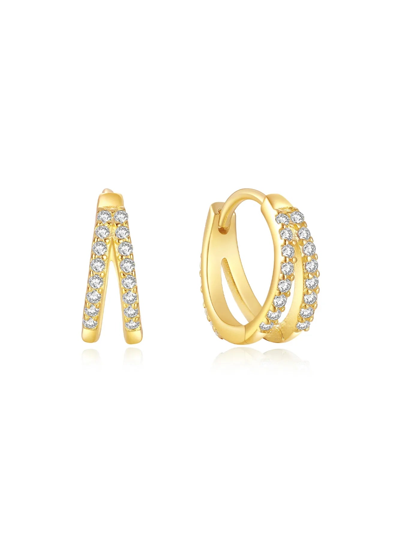 925er Sterling Silber Geometrisches Zirkonia Elegantes Ohrring-Set