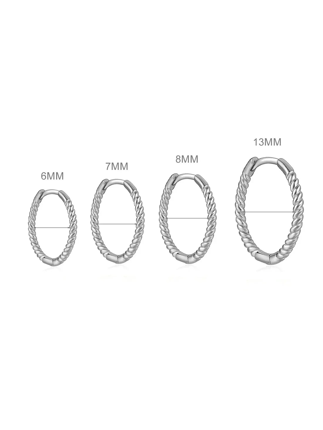 925 Sterling Silber gedrehte Huggie-Ohrringe