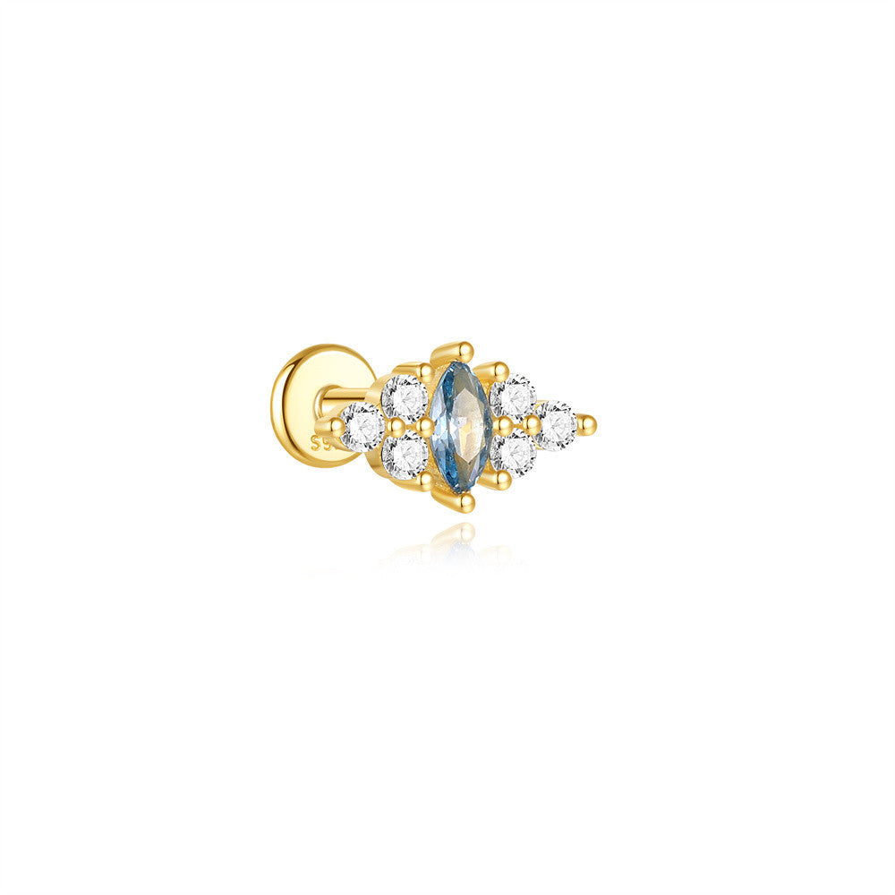 925er Sterling-Silber Marquise-Ohrpiercing-Stud