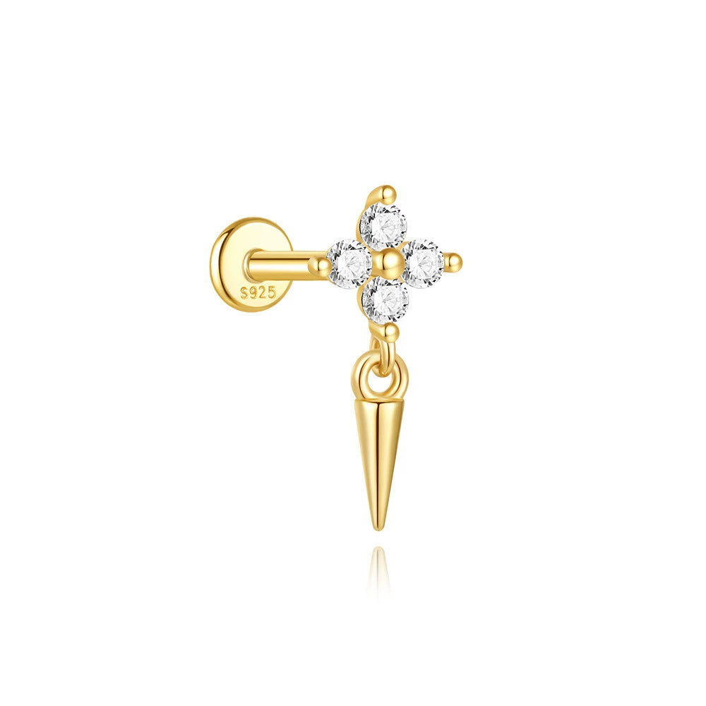 925 Sterling Silber Wasserfall-Blumen Piercing Stifte