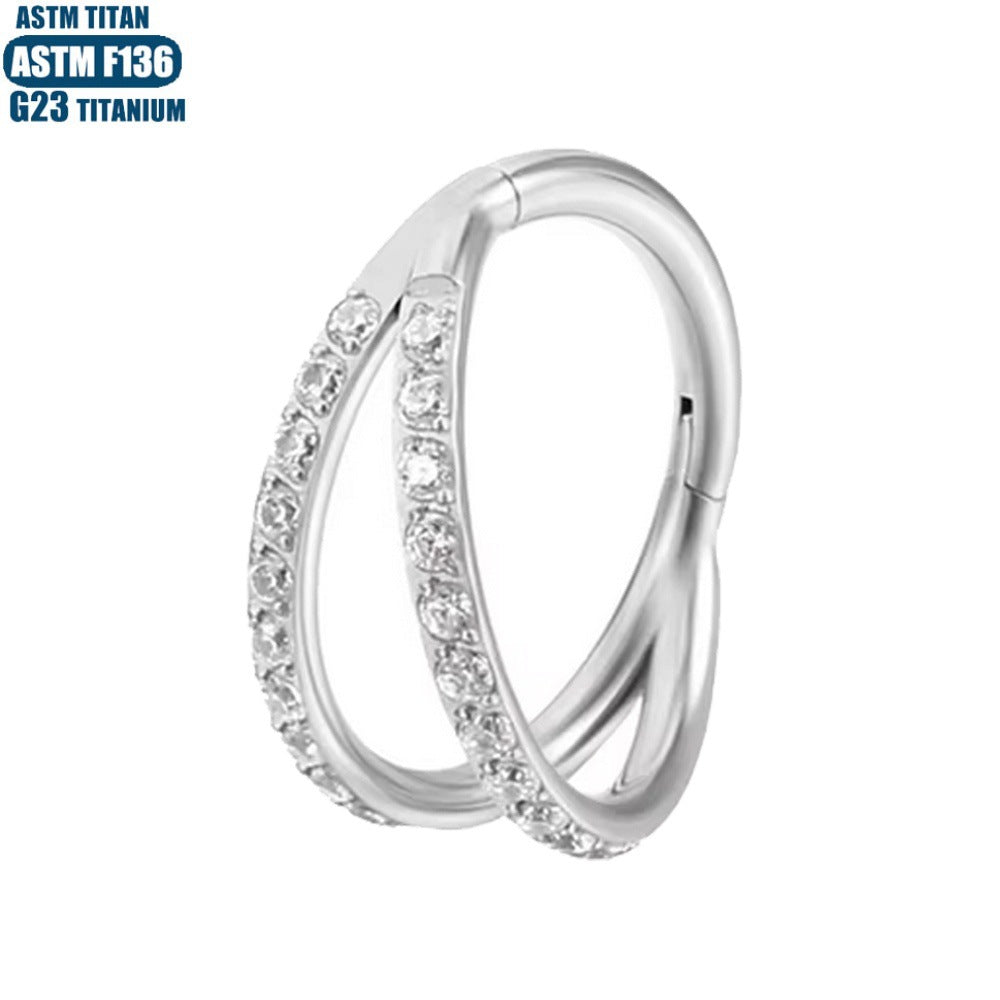 G23 Titanwasserfestes Doppel-Hoop-Ohrpiercing für Knorpel 16G – 5A CZ, Verschiedene Größen