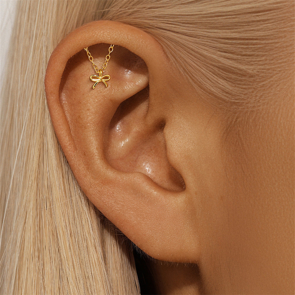 925 Sterling Silber Quasten-Kette Flachrücken-Piercing Ohrring