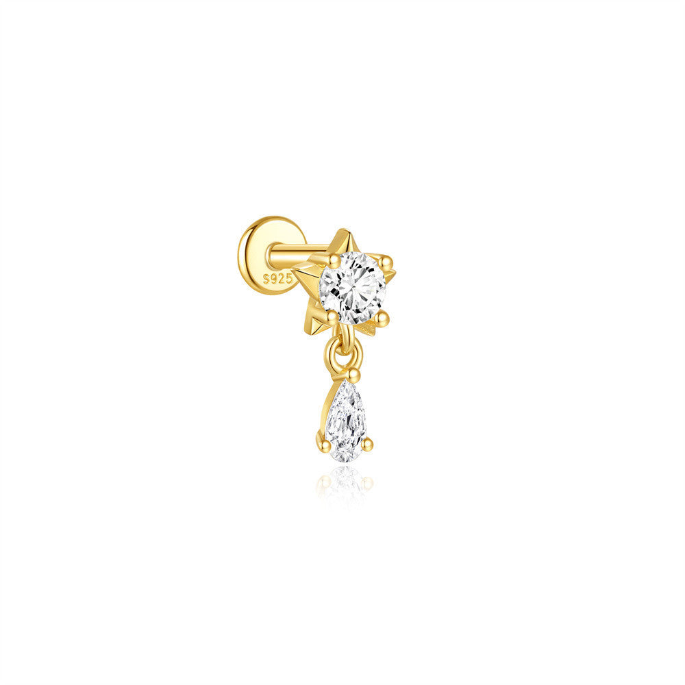 925er Sterling-Silber Marquise-Ohrpiercing-Stud