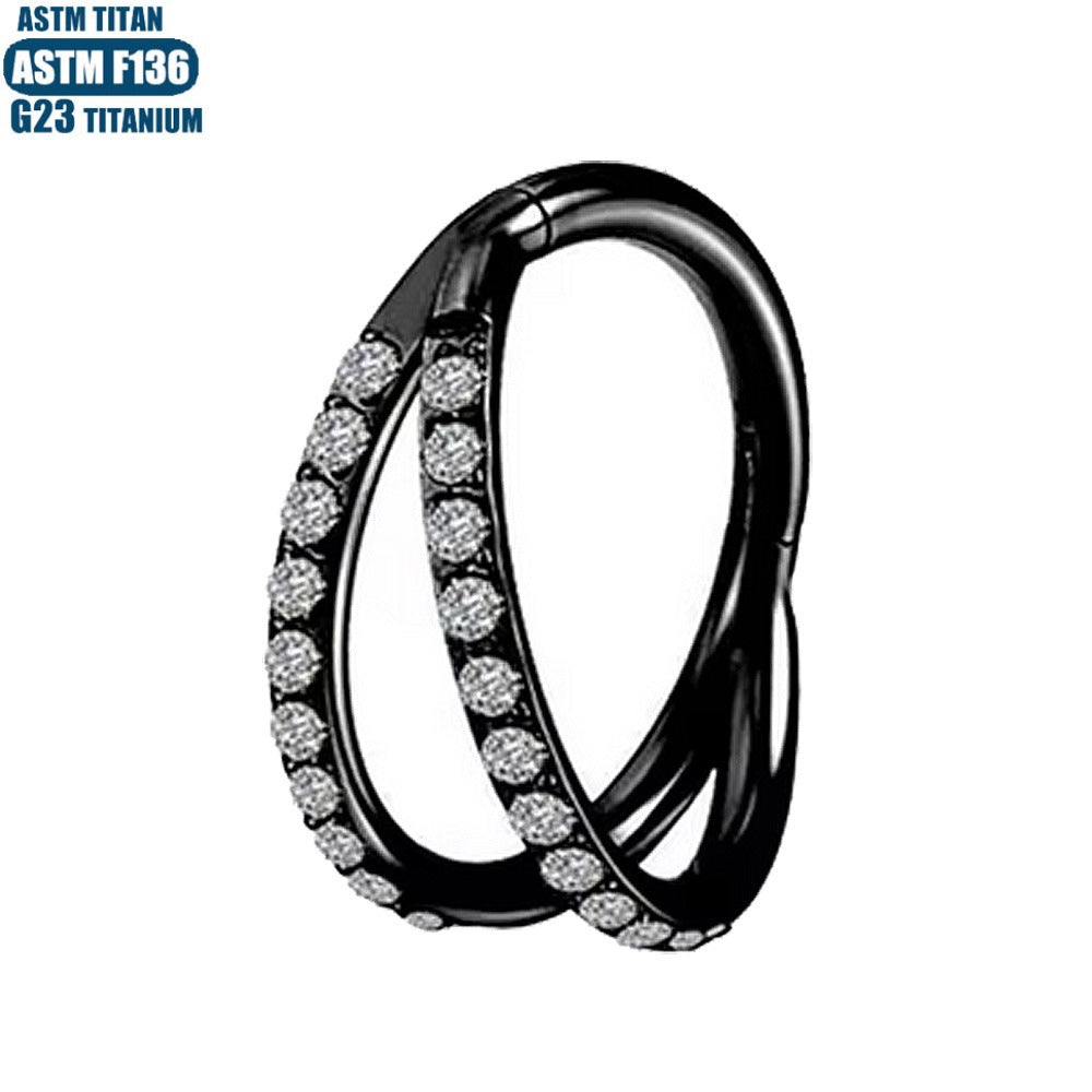 G23 Titanwasserfestes Doppel-Hoop-Ohrpiercing für Knorpel 16G – 5A CZ, Verschiedene Größen