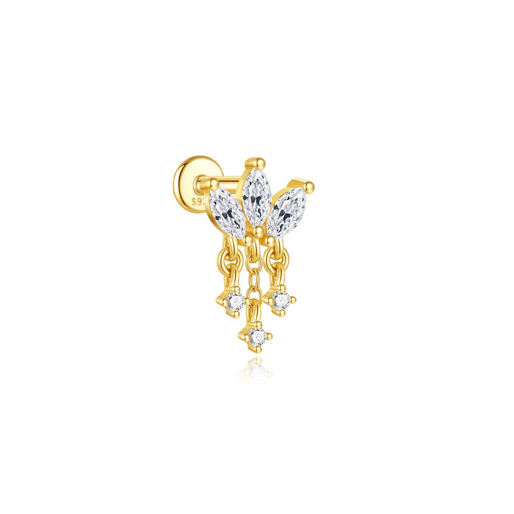 925 Sterling Silber Wasserfall-Blumen Piercing Stifte