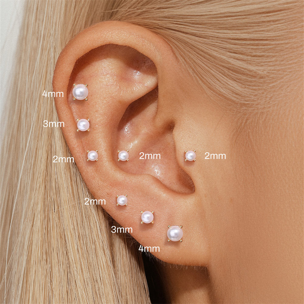 S925 Minimalist Süßwasserperlen Flachkopf Piercing Stick