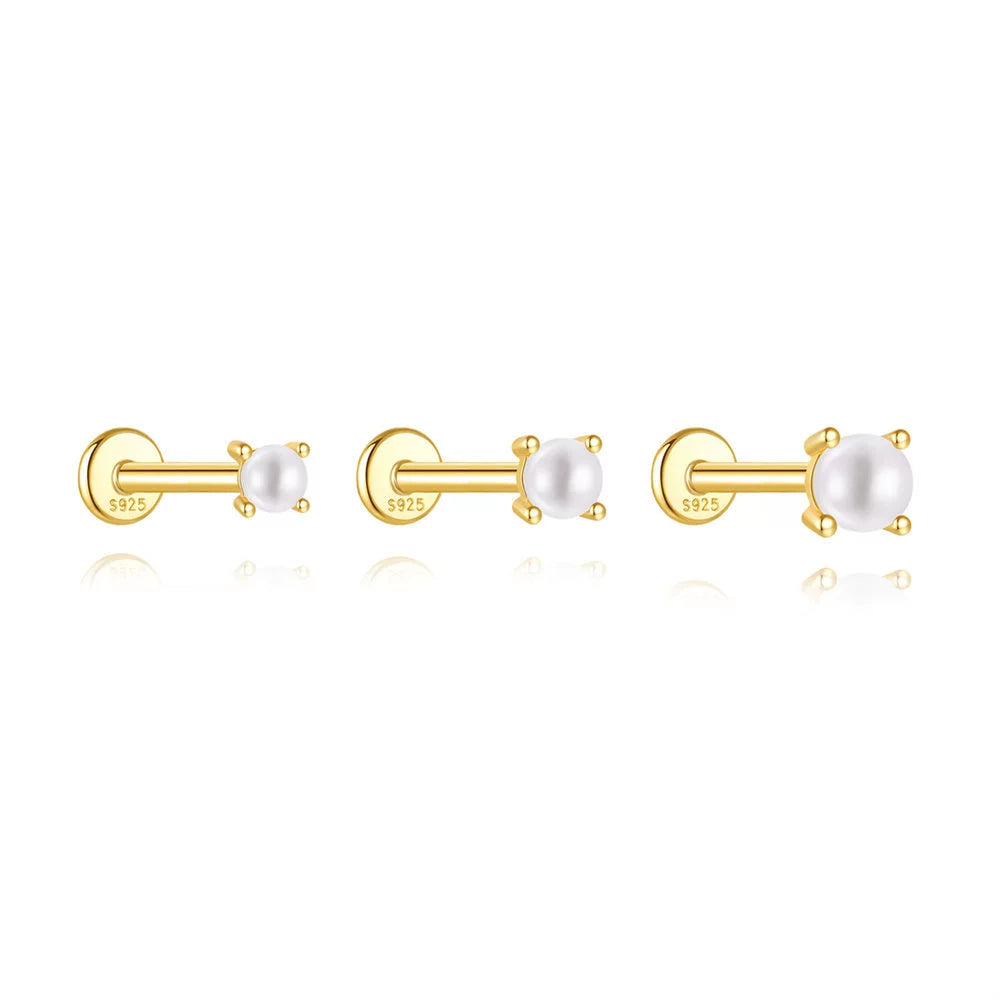 S925 Minimalist Süßwasserperlen Flachkopf Piercing Stick