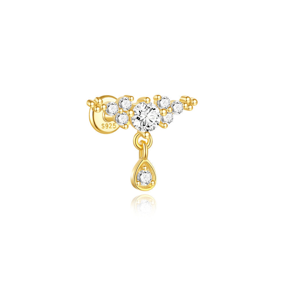 925er Sterling-Silber Marquise-Ohrpiercing-Stud