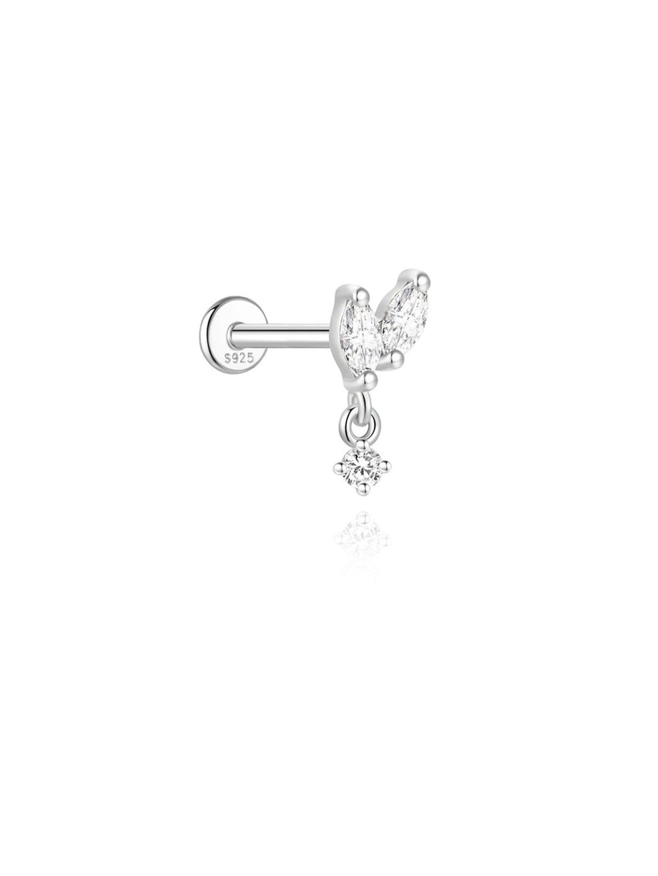 S925 Sterlingsilber Herz Tränenform Wasser Wasser Durchbohrung Stirnband