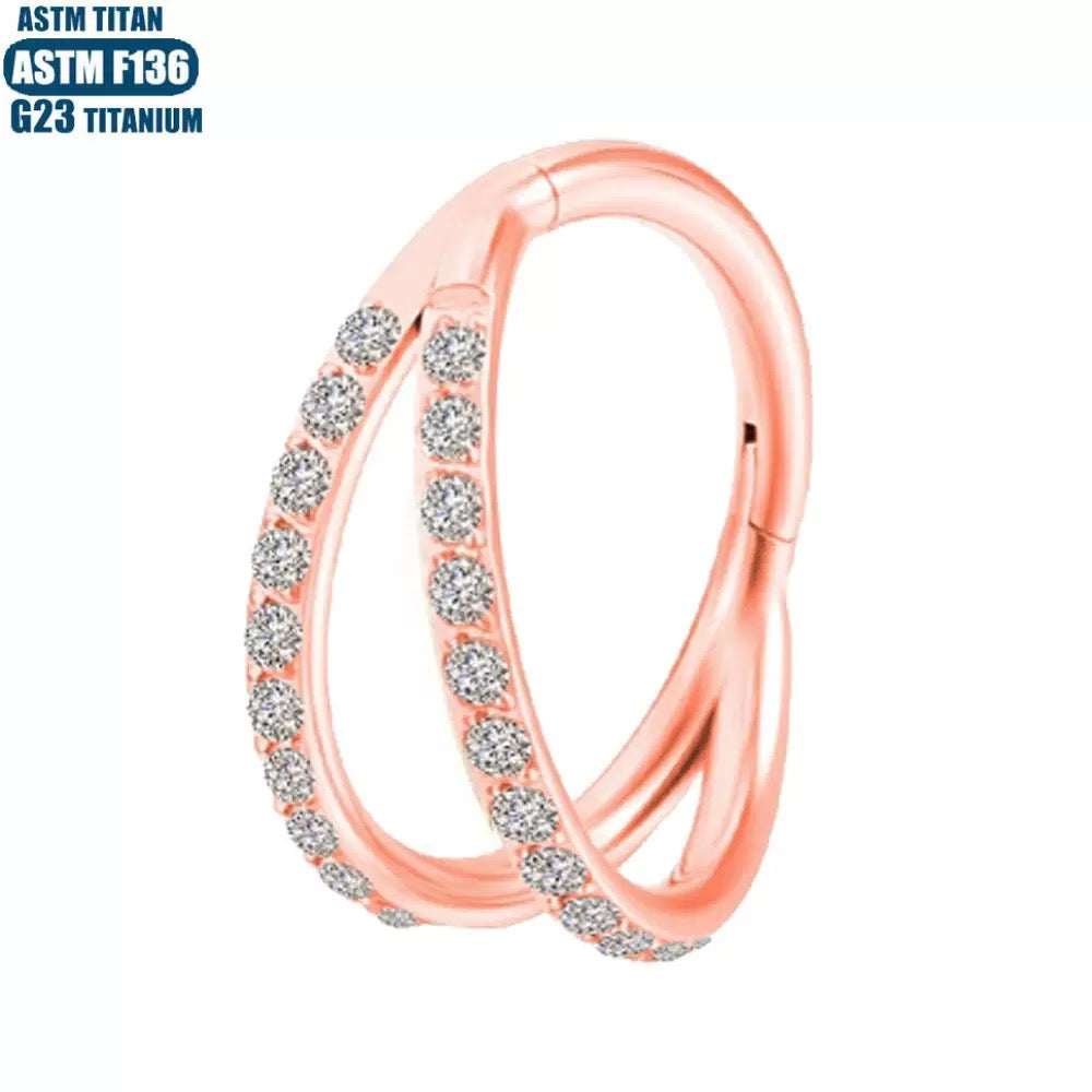 G23 Titanwasserfestes Doppel-Hoop-Ohrpiercing für Knorpel 16G – 5A CZ, Verschiedene Größen