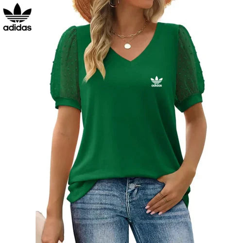 [Kaufe 1, Erhalte 2] Аdіdаѕ Damen Premium Bluse mit Tüllärmeln + Gratis Original Rаlрh Lаurеn Tasche