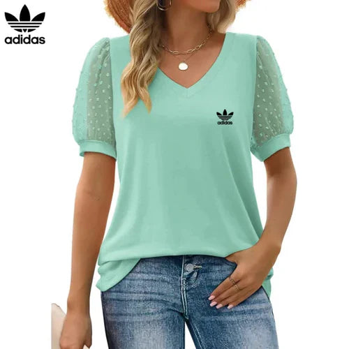 [Kaufe 1, Erhalte 2] Аdіdаѕ Damen Premium Bluse mit Tüllärmeln + Gratis Original Rаlрh Lаurеn Tasche