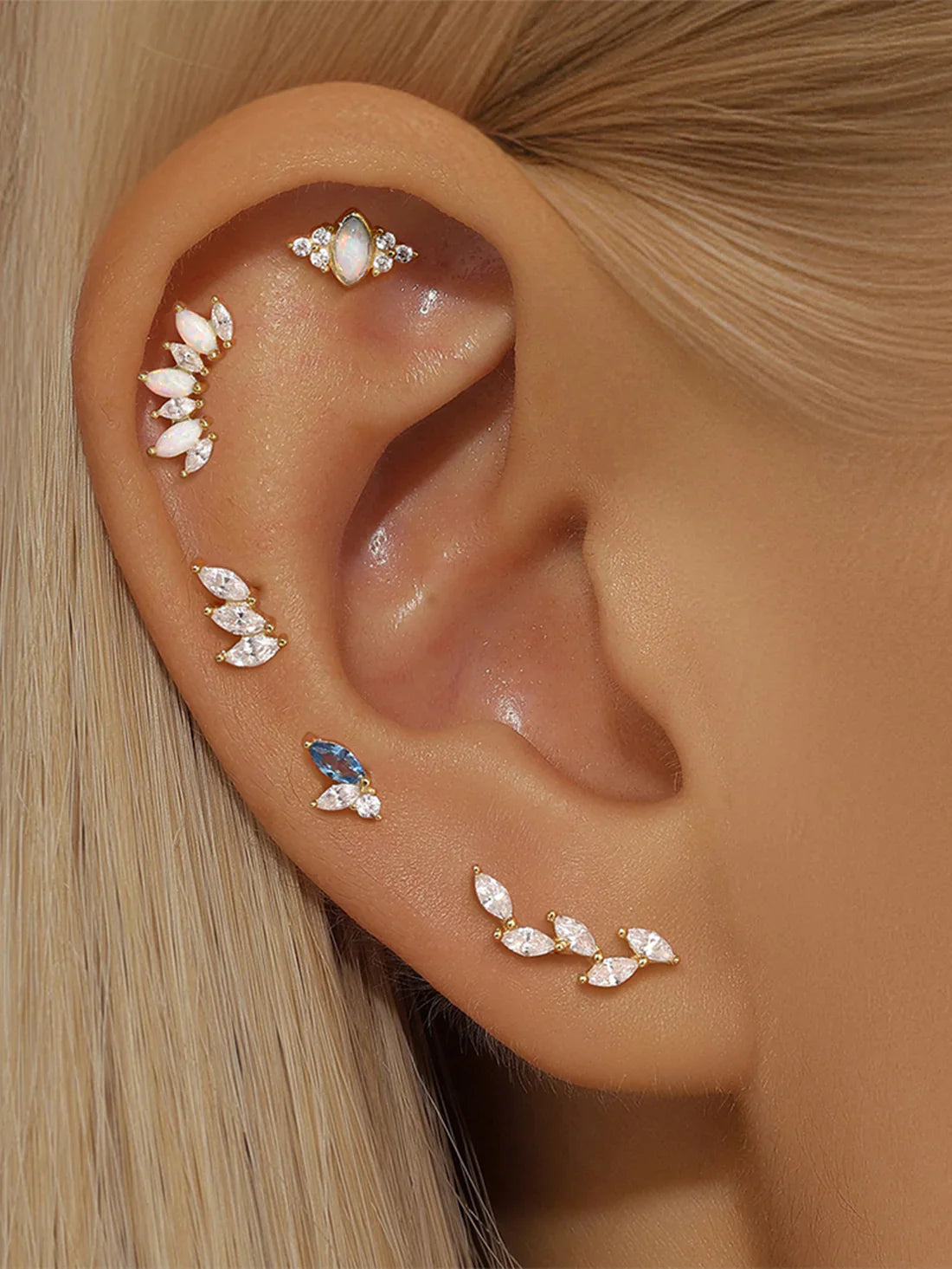 S925 Sterlingsilber Opal Marquise Ohrring Piercing Stecker